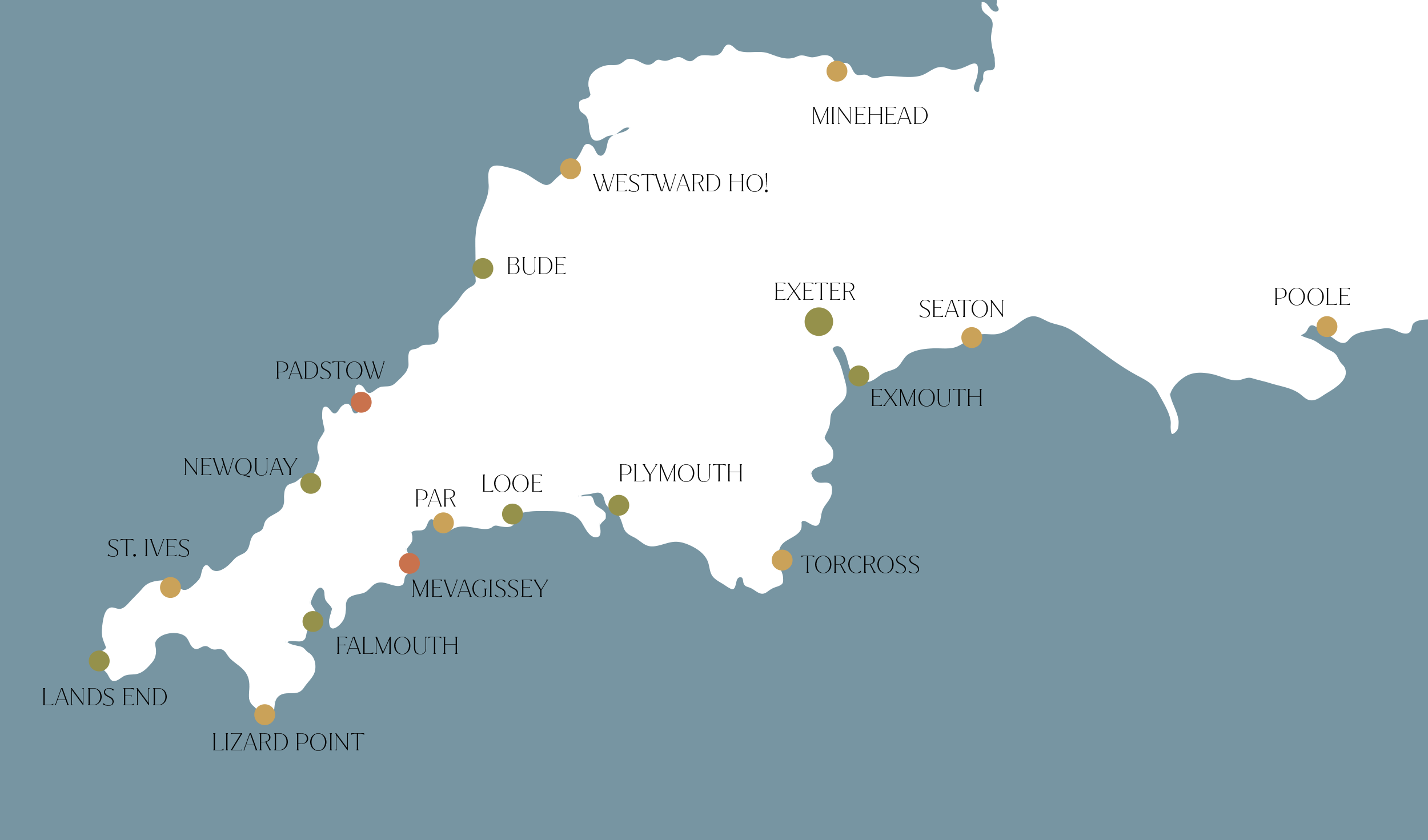 South West Coast Path Karte Übersichtskarte